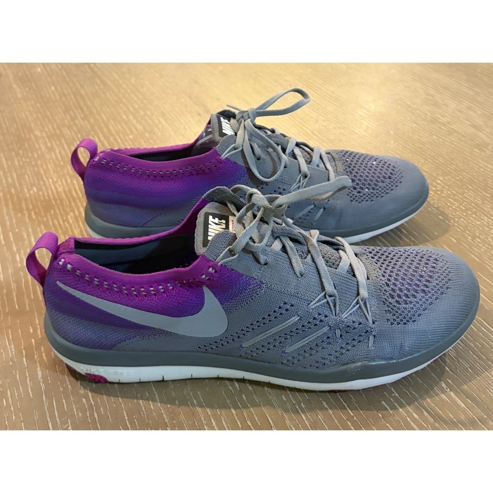 Nike Free Focus Flyknit 844817-003 Women's Sz 7.5 Training Shoes Gray & Purple